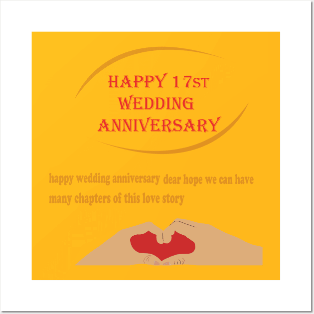 happy 17st wedding anniversary Wall Art by best seller shop